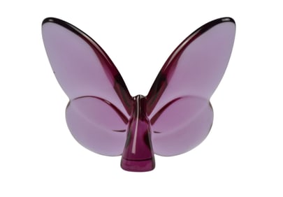 Single Purple Baccarat Butterfly - approx. 3 x 3 inches. Good condition.