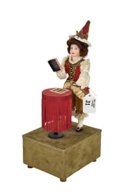 Automation Magician Working Condition Wind Up Key "Romance", 13"h x 5 1/2"w x 4 3/8"d