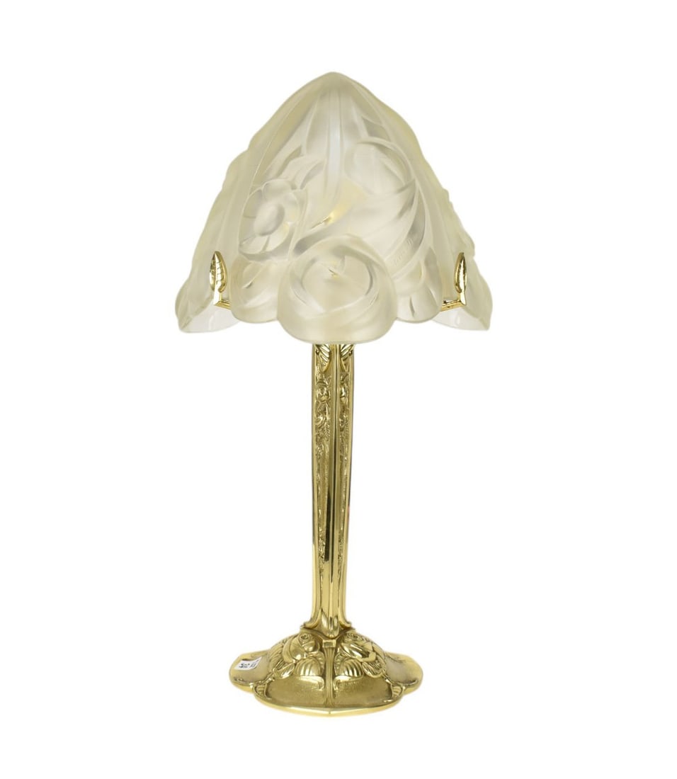 Paris Star Art Deco Style Frosted Glass Lamp. Triangular white frosted floral pattern molded shade (1 of 11)