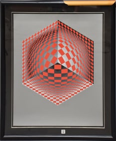 Victor Vasarely (French / Hungarian, 1906 – 1997) Color screenprint on wove paper -Mertan.  Signed