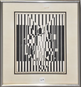 Victor Vasarely Lithograph pencil sign lower right 14 x 11 1/2 over overall framed 19 x 17