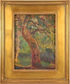 Fernand L. Guey (France, 1877-1964) oil on wood panel, Landscape Large Tree, 12 x 9 inches each.