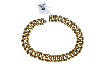 18K Yellow Gold Link Necklace Italy. 18"  long and 1" wide. Wt. 92.2 grams