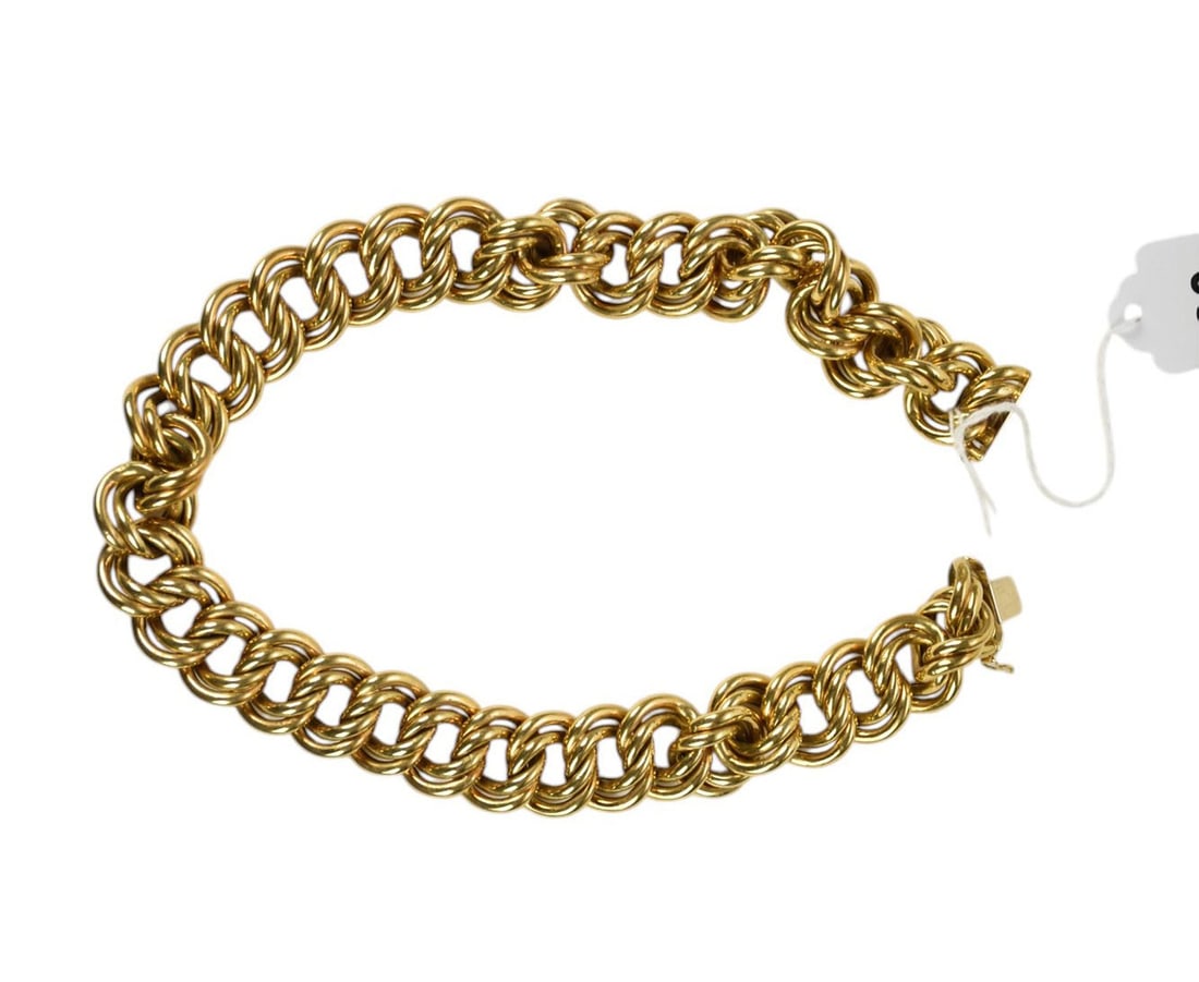 18K Yellow Gold Link Necklace Italy. 18"  long and 1" wide. Wt. 92.2 grams (1 of 3)