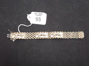 14K Yellow Gold Panther Woven Bracelet. Length 6.5" and 3/4" wide 46.6 grams