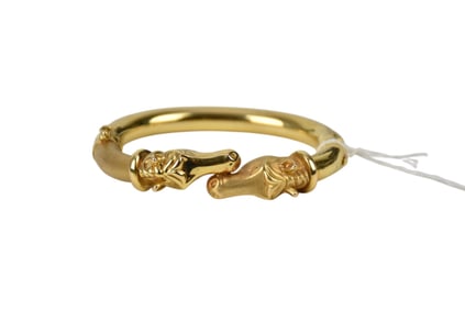 Vintage 14K Anfora Equestrian Bracelet. They are enhanced by contrasting bright and satin finish.
