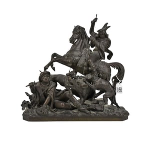 Bronze grouping After the Tiffany and Co piece by Duchoiselle portraying a scene from "Quentin