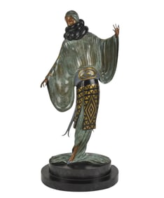 Erte 'An Evening in 1921' Bronze Sculpture - C. 1981. A patinated and gilt bronze sculpture by Erte