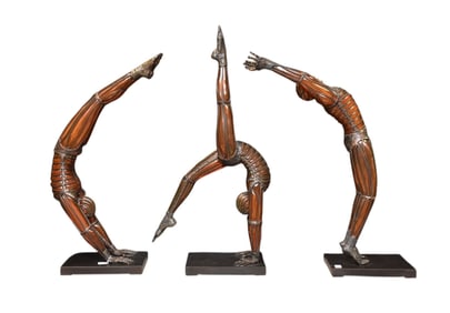 David Bennett (American, b. 1941) Gymnastic Trio Sculptures, (3pcs. sold together). Hand blown glass
