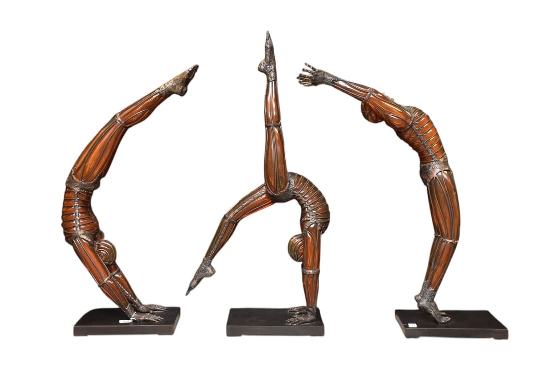 David Bennett (American, b. 1941) Gymnastic Trio Sculptures, (3pcs. sold together). Hand blown glass (1 of 20)