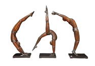 David Bennett (American, b. 1941) Gymnastic Trio Sculptures, (3pcs. sold together). Hand blown glass
