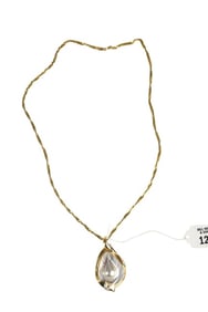 18K Yellow Necklace with Pendant Blister Pearl with Diamond Accent,  necklace 29" Pendant 2.5" x