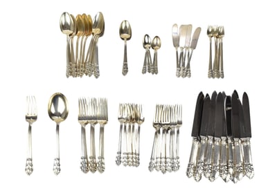 Tiffany & Co Sterling Silver Flatware Set, Palmette Pattern - Comprising: 11 Dinner Knives 9 1/2" L,