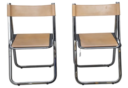 Pair of Arben Italy Postmodern Leather "Tamara" Chairs, circa 1970's, marked "Arrben Italy", size