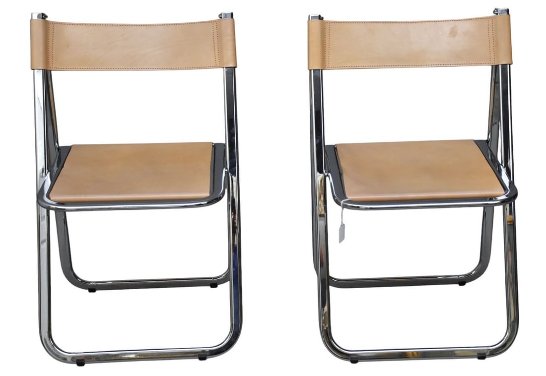 Pair of Arben Italy Postmodern Leather "Tamara" Chairs, circa 1970's, marked "Arrben Italy", size (1 of 5)