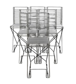 Kreuzschwinger Steel Chairs (6) by Till Behrens for Schlubach, 1980s, 15"W x 22"D x 39"H
