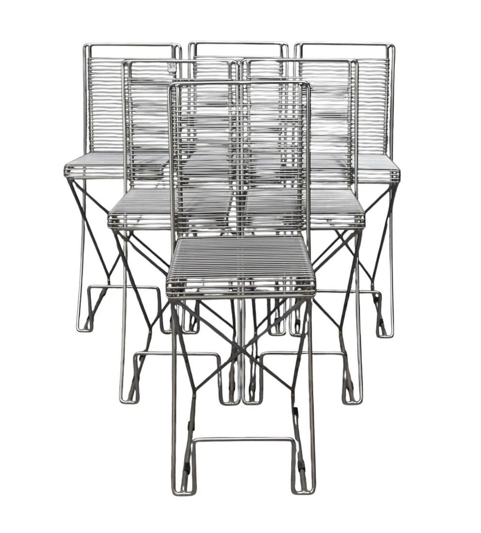 Kreuzschwinger Steel Chairs (6) by Till Behrens for Schlubach, 1980s, 15"W x 22"D x 39"H (1 of 8)