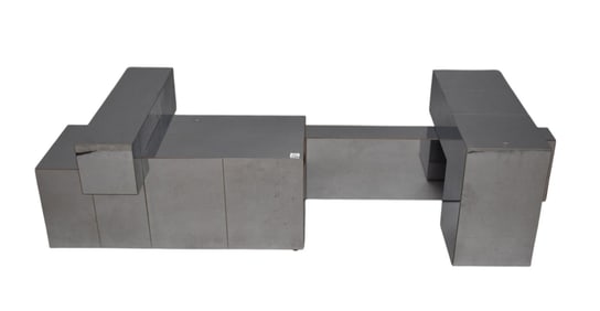 Attributed to: Paul Evans Chrome Mirrored Coffee Table Sans Glass,15"h x 56"w x 24"d,