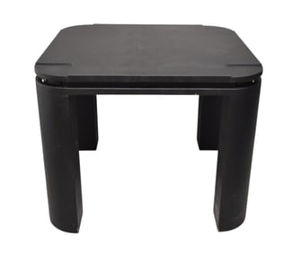 Karl Springer Style Black Modern Faux Skin Covered Game Table, 28 1/2""h  x  36"w