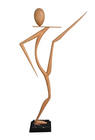 Modern Lightwood Stick form Figural Sculpture, 67"H x 34"w