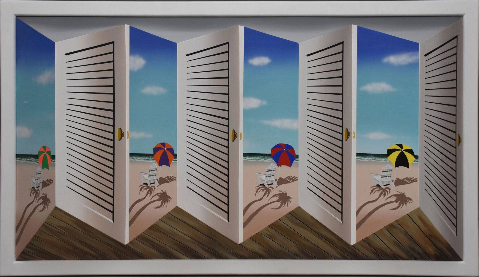Joseph Somers (American 20th Century) 3D Contemporary acrylic painting on shaped canvas, "Beach (1 of 7)