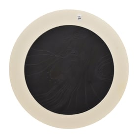 Henry Moore Porcelain Plaque in black by Rosenthal Studio Linie. Edition 13/25. Mounted on all white