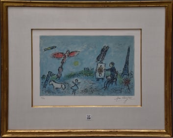 Marc Chagall (Russian/French, 1887-1985) original color lithograph,  The Painter and His Double
