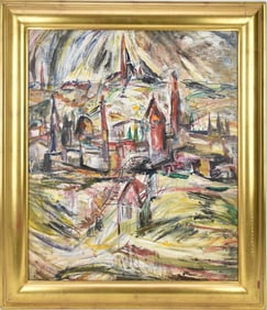 Theresa Ferber Bernstein (American 1895-2002) Oil on canvas, Jerusalem - 1952. canvas size 22 3/4 x