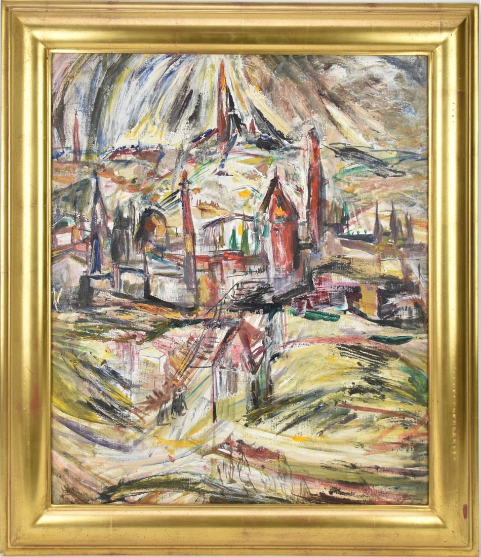 Theresa Ferber Bernstein (American 1895-2002) Oil on canvas, Jerusalem - 1952. canvas size 22 3/4 x (1 of 11)