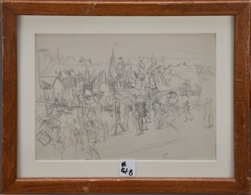 Theresa Ferber Bernstein  (American 1895-2002) Graphite / Pencil Drawing, Figures in a landscape,