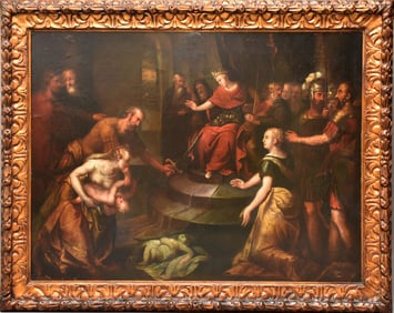 Old Master Oil Painting on Canvas, Follower of Peter Paul Rubens.  The Judgment of Solomon.