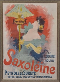 Antique French advertising poster, Saxoleine.  Jules Cheret (French, 1836-1932) 'Saxoleine' Poster-