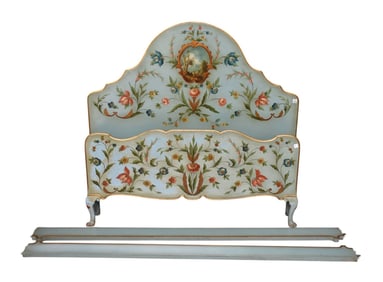 Vintage Painted Full-Size Headboard & Footboard