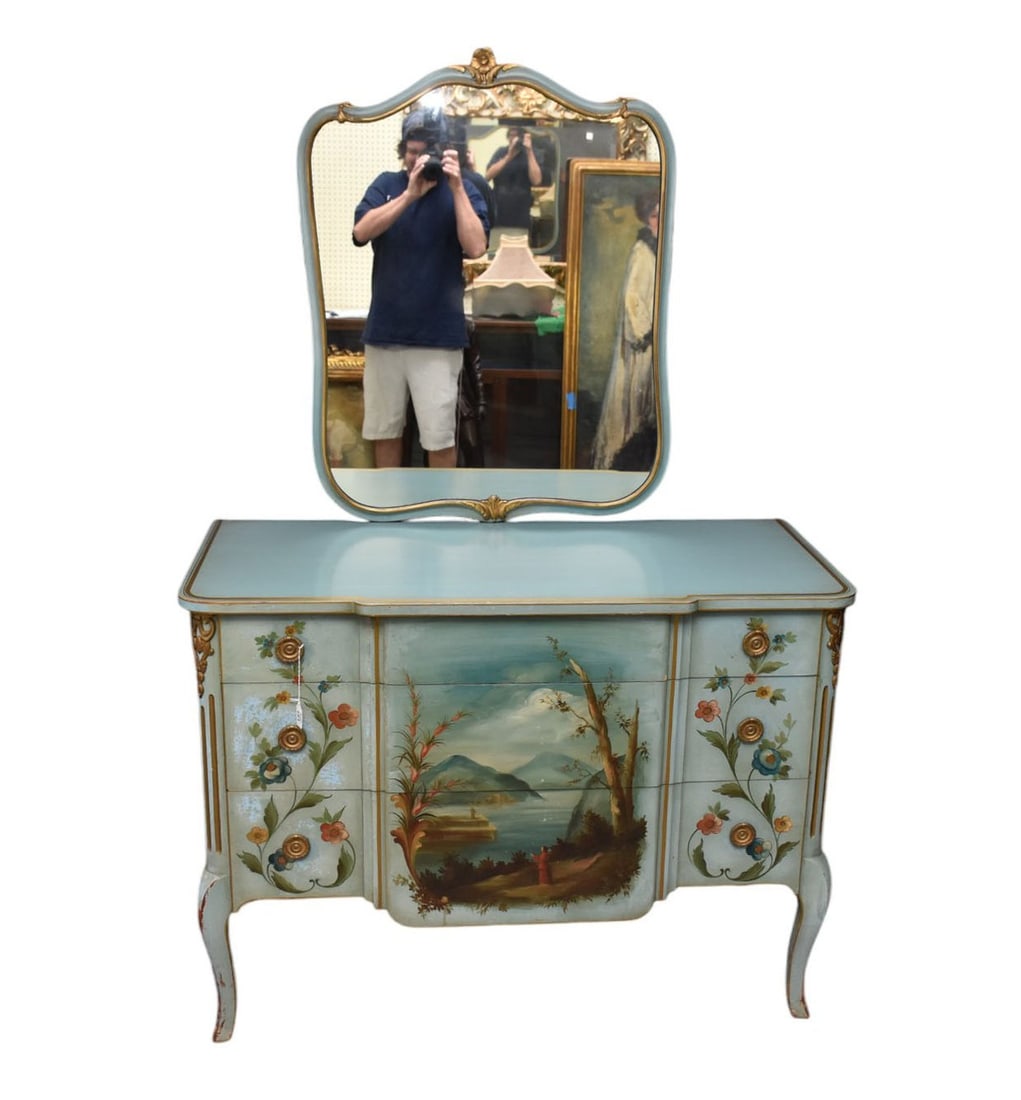 Vintage Painted 3 Drawer Dresser, Painted to Match Above (Lot 183) (1 of 8)