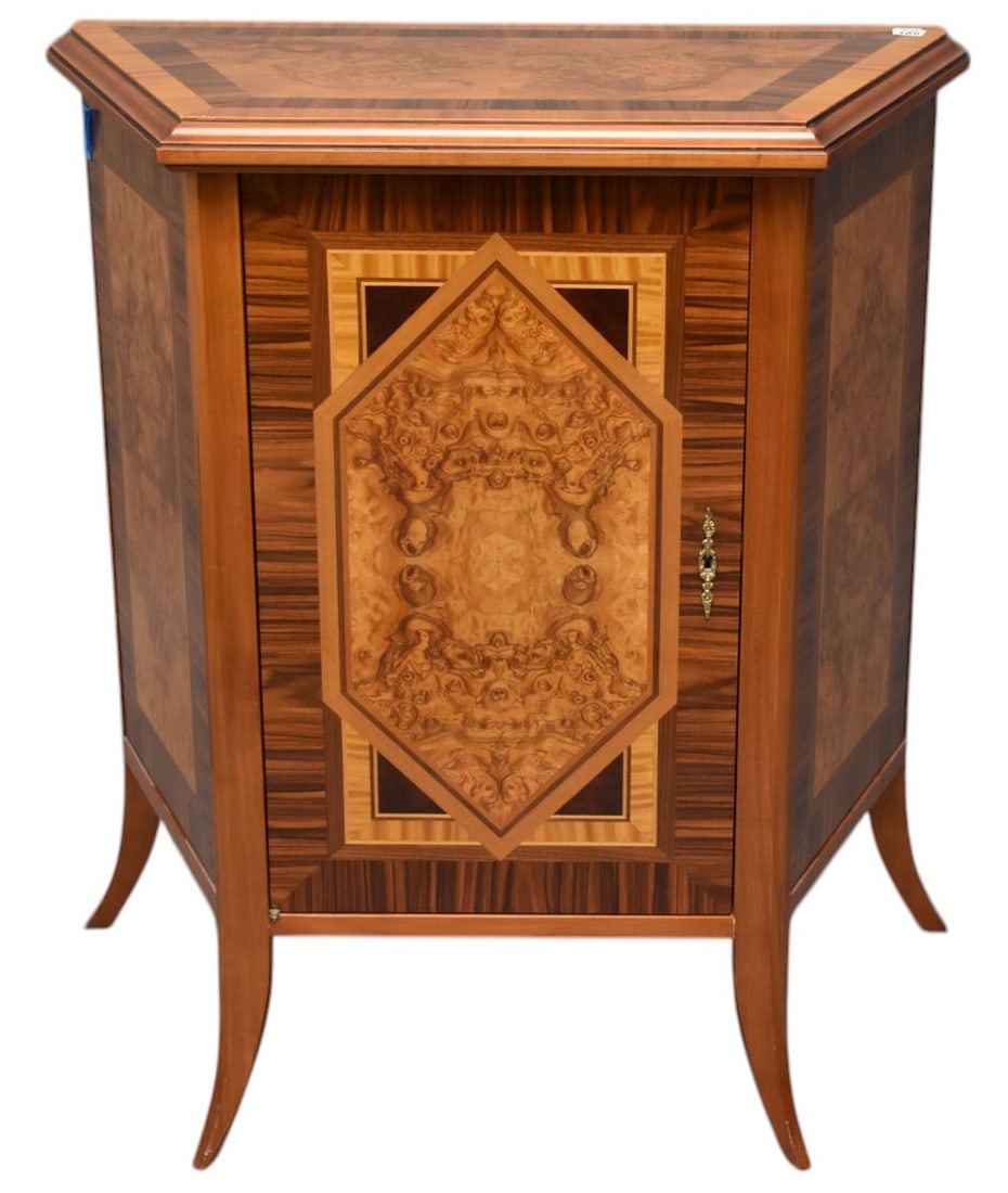 Italian Cabinet Assorted Inlay Woods, Single Door, Label Colombo, 35"h x 32"w x 17"d (1 of 6)