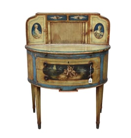 Ladies Painted Diminutive Writing Desk, Cubies, Doors & Drawers  41 1/4"h x 28"w x 19 1/2"d