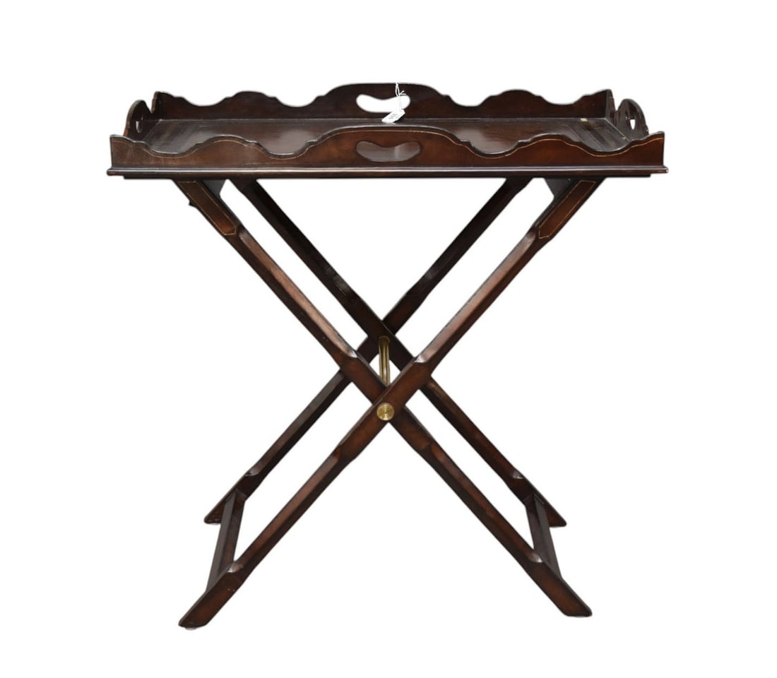 Butler's Tray & Stand, Tray with leather Surface, Stand Needs 2 Straps (1 of 4)