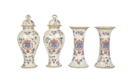 Two Pairs Samson Chinese Export Style Armorial Urns & Vases - French. A pair of Edme Samson enameled (1 of 12)