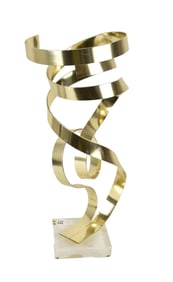 Modern Sculpture, Brass on Acrylic Base, Signed Dan Murphy, 1985, 25"h