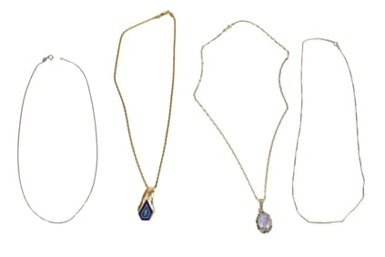 14K Yellow Gold & Sterling Jewelry Lot. 14K Yellow Gold Necklace 18"  with Pendant 1.5" wt. 16