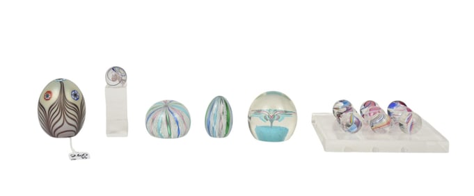 Collection of Art Glass Marbles & Murano Paperweights - C. 20th century. A collection of Art Glass