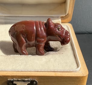 Russian hand carved agate with Ruby