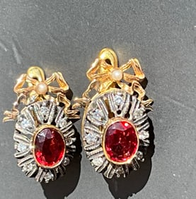 Russian Empire 56 gold Diamonds 2 CT Red Spinel