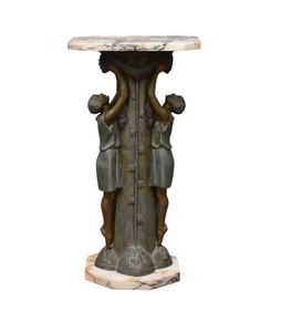 P. Seca French White Metal Deco Sculpture of 2 Women Grabbing a Cluster of Grapes, Supporting a