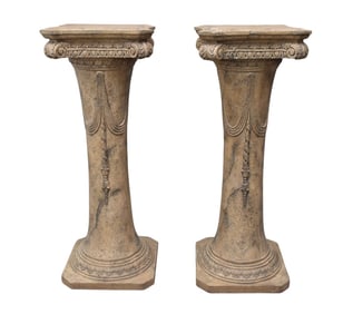 Pr. Composition Pedestals, Natural Cement Color, 42"h x 14" square top