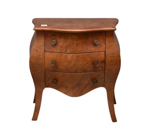 2 Drawer 20th C Burled Bombay Miniature Chest, 20"h x 17'w x 11"d