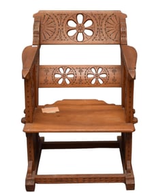 Unusual Circa 1900 Carved Walnut Chair 301/2"h x 211/2"w
