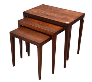 SEVERIN HANSEN MCM Danish Rosewood Trio of Nesting Tables - Danish, 1960's, Largest Table - 20 1/2"