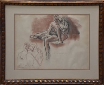 Moses Soyer (New York, 1899-1974)  Nude study drawing on paper site 18 x 23 1/2 inches. overall