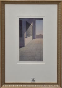 CHARLES GATEWOOD (American 1942-2016) Untitled- Mixed media on paper, Depicts a pyramid viewed from